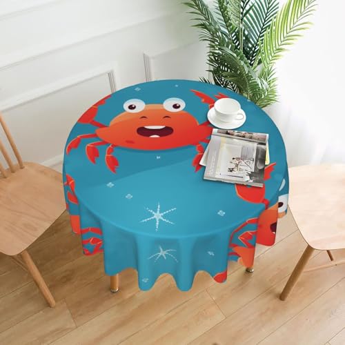 YYHWHJDE Runde dekorative Tischdecke, 152,4 cm, Cartoon-Krabben-Drucke für den Innen- und Außenbereich, auf runden Tischen wie Couchtischen, Esstischen und Bauernhoftischen YYHWHJDE Runde dekorative Tischdecke, 152,4 cm, Cartoon-Krabben-Drucke für den Innen- und Außenbereich, auf runden Tischen wie Couchtischen, Esstischen und Bauernhoftischen von YYHWHJDE