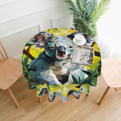 YYHWHJDE Runde dekorative Tischdecke, 152,4 cm, Diamant-Koala-Drucke für den Innen- und Außenbereich, auf runden Tischen wie Couchtischen, Esstischen und Bauernhoftischen von YYHWHJDE