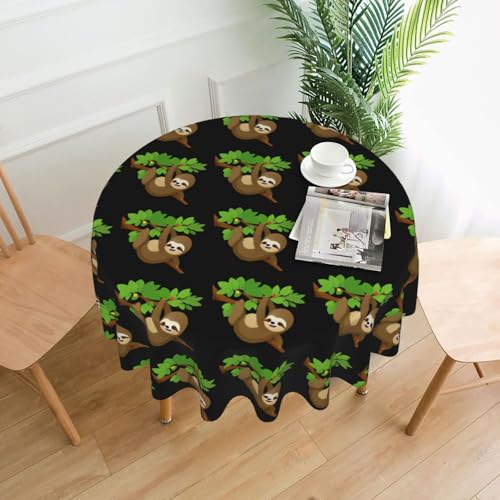 YYHWHJDE Runde dekorative Tischdecke, 152,4 cm, Faultier klettert einen Baum, um Früchte zu pflücken, für den Innen- und Außenbereich, auf runden Tischen wie Couchtischen, Esstischen und von YYHWHJDE