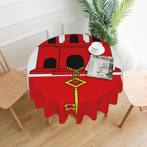 YYHWHJDE Runde dekorative Tischdecke, 152,4 cm, Flagge von Gibraltar, für den Innen- und Außenbereich, auf runden Tischen wie Couchtischen, Esstischen und Bauernhoftischen YYHWHJDE Runde dekorative Tischdecke, 152,4 cm, Flagge von Gibraltar, für den Innen- und Außenbereich, auf runden Tischen wie Couchtischen, Esstischen und Bauernhoftischen von YYHWHJDE