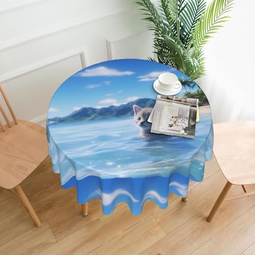 YYHWHJDE Runde dekorative Tischdecke, 152,4 cm, Kätzchen-Schwimmdrucke für den Innen- und Außenbereich, auf runden Tischen wie Couchtischen, Esstischen und Bauernhoftischen YYHWHJDE Runde dekorative Tischdecke, 152,4 cm, Kätzchen-Schwimmdrucke für den Innen- und Außenbereich, auf runden Tischen wie Couchtischen, Esstischen und Bauernhoftischen von YYHWHJDE