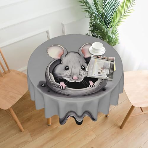 YYHWHJDE Runde dekorative Tischdecke, 152,4 cm, Motiv graue Ratte, wasserdicht, waschbar und wiederverwendbar, für Essen, Kaffee, Picknick, Hochzeit, Party YYHWHJDE Runde dekorative Tischdecke, 152,4 cm, Motiv graue Ratte, wasserdicht, waschbar und wiederverwendbar, für Essen, Kaffee, Picknick, Hochzeit, Party von YYHWHJDE