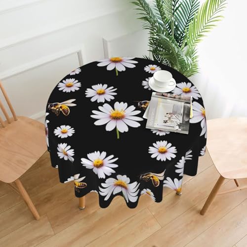 YYHWHJDE Runde dekorative Tischdecke, 152,4 cm, Motiv: Busy Bees, die Honigdrucke sammeln, für den Innen- und Außenbereich, auf runden Tischen wie Couchtischen, Esstischen und Bauernhoftischen YYHWHJDE Runde dekorative Tischdecke, 152,4 cm, Motiv: Busy Bees, die Honigdrucke sammeln, für den Innen- und Außenbereich, auf runden Tischen wie Couchtischen, Esstischen und Bauernhoftischen von YYHWHJDE
