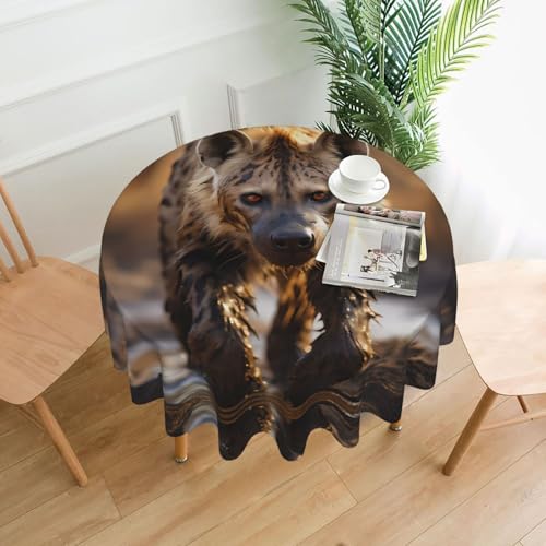 YYHWHJDE Runde dekorative Tischdecke, 152,4 cm, Motiv: einsame Hyäne, wasserdicht, waschbar und wiederverwendbar, für Essen, Kaffee, Picknick, Hochzeit, Party von YYHWHJDE
