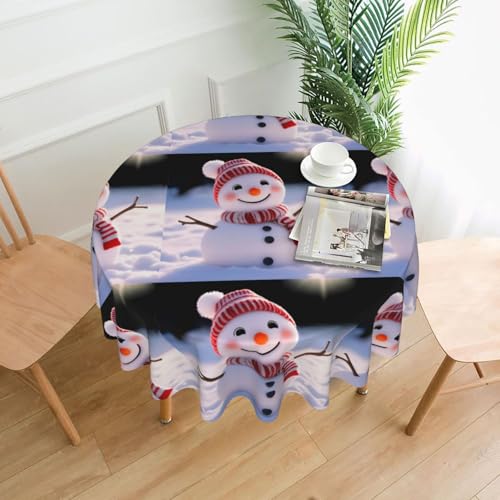 YYHWHJDE Runde dekorative Tischdecke, 152,4 cm, Motiv: lächelnder Schneemann, für den Innen- und Außenbereich, auf runden Tischen wie Couchtischen, Esstischen und Bauernhoftischen von YYHWHJDE