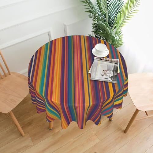 YYHWHJDE Runde dekorative Tischdecke, 152,4 cm, Regenbogenfarbenes Streifenmuster für den Innen- und Außenbereich, auf runden Tischen wie Couchtischen, Esstischen und Bauernhoftischen YYHWHJDE Runde dekorative Tischdecke, 152,4 cm, Regenbogenfarbenes Streifenmuster für den Innen- und Außenbereich, auf runden Tischen wie Couchtischen, Esstischen und Bauernhoftischen von YYHWHJDE