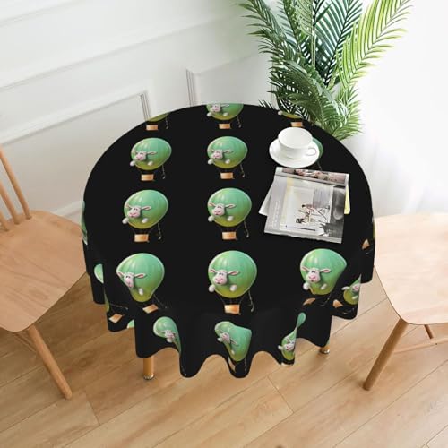 YYHWHJDE Runde dekorative Tischdecke, 152,4 cm, Schafe in Ballon-Drucken, für den Innen- und Außenbereich, auf runden Tischen wie Couchtischen, Esstischen und Bauernhoftischen von YYHWHJDE