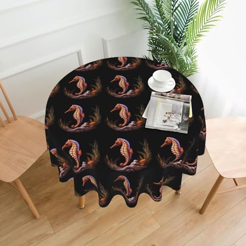 YYHWHJDE Runde dekorative Tischdecke, 152,4 cm, Seepferdchen auf dem Riff, für den Innen- und Außenbereich, auf runden Tischen wie Couchtischen, Esstischen und Bauernhoftischen YYHWHJDE Runde dekorative Tischdecke, 152,4 cm, Seepferdchen auf dem Riff, für den Innen- und Außenbereich, auf runden Tischen wie Couchtischen, Esstischen und Bauernhoftischen von YYHWHJDE