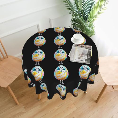 YYHWHJDE Runde dekorative Tischdecke, 152,4 cm, Skelettpuppe im Ostereier-Druck, für den Innen- und Außenbereich, auf runden Tischen wie Couchtischen, Esstischen und Bauerntischen YYHWHJDE Runde dekorative Tischdecke, 152,4 cm, Skelettpuppe im Ostereier-Druck, für den Innen- und Außenbereich, auf runden Tischen wie Couchtischen, Esstischen und Bauerntischen von YYHWHJDE