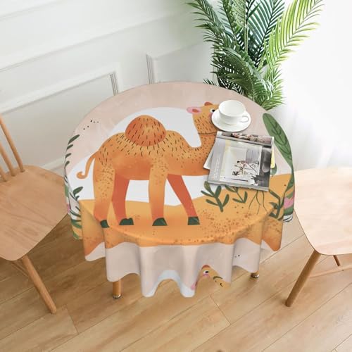 YYHWHJDE Runde dekorative Tischdecke, 152,4 cm, Wüstenkamelmuster für den Innen- und Außenbereich, auf runden Tischen wie Couchtischen, Esstischen und Bauernhoftischen YYHWHJDE Runde dekorative Tischdecke, 152,4 cm, Wüstenkamelmuster für den Innen- und Außenbereich, auf runden Tischen wie Couchtischen, Esstischen und Bauernhoftischen von YYHWHJDE
