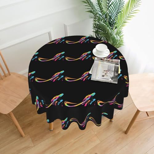 YYHWHJDE Runde dekorative Tischdecke, 152,4 cm, bunte Drucke für den Innen- und Außenbereich, auf runden Tischen wie Couchtischen, Esstischen und Bauernhoftischen von YYHWHJDE