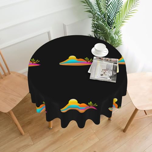 YYHWHJDE Runde dekorative Tischdecke, 152,4 cm, bunte Hügel-Drucke für den Innen- und Außenbereich, auf runden Tischen wie Couchtischen, Esstischen und Bauernhoftischen von YYHWHJDE