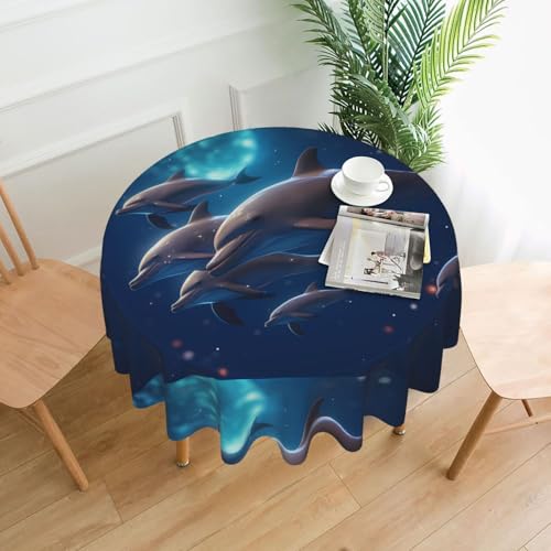 YYHWHJDE Runde dekorative Tischdecke, 152,4 cm, elegante Delfin-Drucke für den Innen- und Außenbereich, auf runden Tischen wie Couchtischen, Esstischen und Bauernhoftischen YYHWHJDE Runde dekorative Tischdecke, 152,4 cm, elegante Delfin-Drucke für den Innen- und Außenbereich, auf runden Tischen wie Couchtischen, Esstischen und Bauernhoftischen von YYHWHJDE