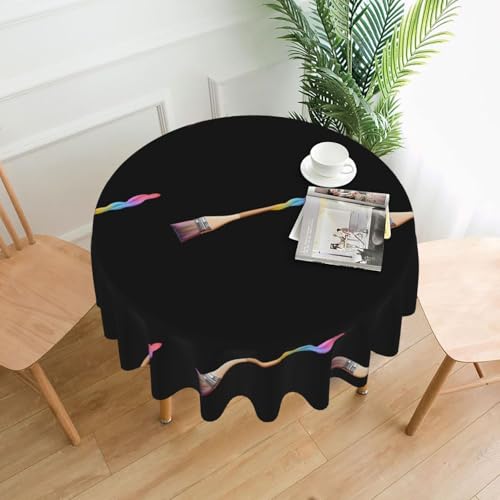 YYHWHJDE Runde dekorative Tischdecke, 152,4 cm, farbige Pinseldrucke für den Innen- und Außenbereich, auf runden Tischen wie Couchtischen, Esstischen und Bauernhoftischen YYHWHJDE Runde dekorative Tischdecke, 152,4 cm, farbige Pinseldrucke für den Innen- und Außenbereich, auf runden Tischen wie Couchtischen, Esstischen und Bauernhoftischen von YYHWHJDE