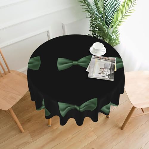 YYHWHJDE Runde dekorative Tischdecke, 152,4 cm, grüne Schleifen-Drucke für den Innen- und Außenbereich, auf runden Tischen wie Couchtischen, Esstischen und Bauernhoftischen von YYHWHJDE