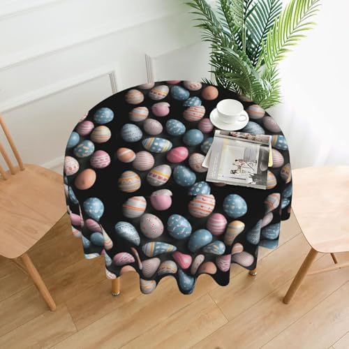 YYHWHJDE Runde dekorative Tischdecke, 152,4 cm, mehrfarbig bedruckte Ostereier-Drucke für den Innen- und Außenbereich, auf runden Tischen wie Couchtischen, Esstischen und Bauernhoftischen von YYHWHJDE