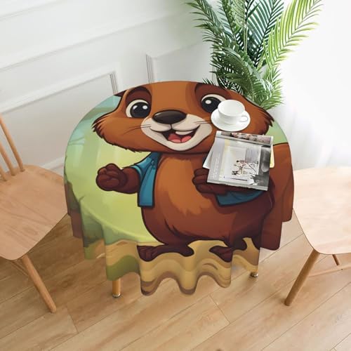 YYHWHJDE Runde dekorative Tischdecke, 152,4 cm, niedliches Bibermuster für den Innen- und Außenbereich, auf runden Tischen wie Couchtischen, Esstischen und Bauernhoftischen YYHWHJDE Runde dekorative Tischdecke, 152,4 cm, niedliches Bibermuster für den Innen- und Außenbereich, auf runden Tischen wie Couchtischen, Esstischen und Bauernhoftischen von YYHWHJDE