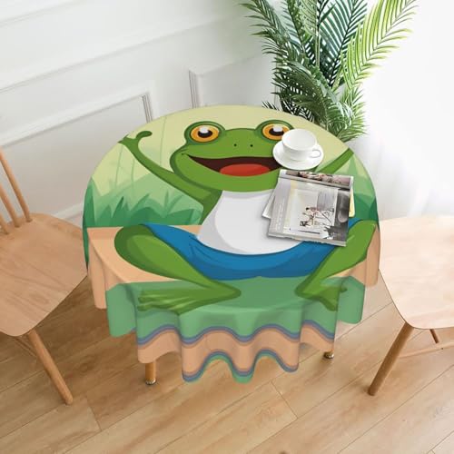 YYHWHJDE Runde dekorative Tischdecke, 152,4 cm, niedliches lustiges Frosch-Yoga-Muster für den Innen- und Außenbereich, auf runden Tischen wie Couchtischen, Esstischen und Bauernhoftischen YYHWHJDE Runde dekorative Tischdecke, 152,4 cm, niedliches lustiges Frosch-Yoga-Muster für den Innen- und Außenbereich, auf runden Tischen wie Couchtischen, Esstischen und Bauernhoftischen von YYHWHJDE