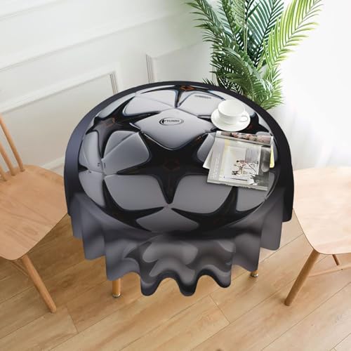 YYHWHJDE Runde dekorative Tischdecke, 152,4 cm, schwarz-weißes Fußballbild, wasserdicht, waschbar und wiederverwendbar, für Essen, Kaffee, Picknick, Hochzeit, Party von YYHWHJDE