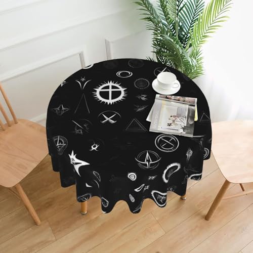 YYHWHJDE Runde dekorative Tischdecke, 152,4 cm, schwarz-weißes Universumsmuster für den Innen- und Außenbereich, auf runden Tischen wie Couchtischen, Esstischen und Bauernhoftischen YYHWHJDE Runde dekorative Tischdecke, 152,4 cm, schwarz-weißes Universumsmuster für den Innen- und Außenbereich, auf runden Tischen wie Couchtischen, Esstischen und Bauernhoftischen von YYHWHJDE