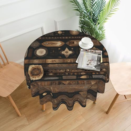 YYHWHJDE Runde dekorative Tischdecke, Bohemian-Stil, wasserdicht, waschbar und wiederverwendbar, für Essen, Kaffee, Picknick, Hochzeit, Party, 152,4 cm von YYHWHJDE