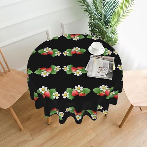 YYHWHJDE Runde dekorative Tischdecke, Erdbeer- und Blumendruck, wasserdicht, waschbar und wiederverwendbar, für Essen, Kaffee, Picknick, Hochzeit, Party, 152,4 cm YYHWHJDE Runde dekorative Tischdecke, Erdbeer- und Blumendruck, wasserdicht, waschbar und wiederverwendbar, für Essen, Kaffee, Picknick, Hochzeit, Party, 152,4 cm von YYHWHJDE
