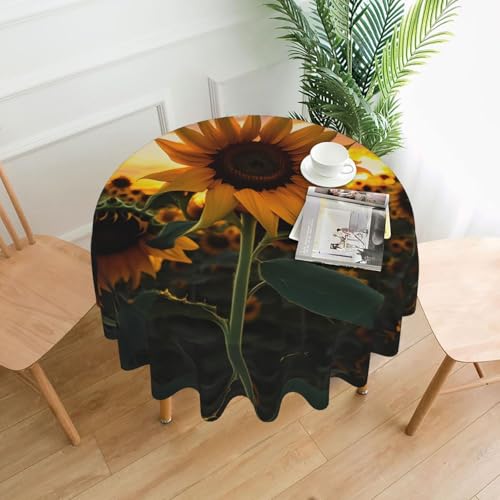 YYHWHJDE Runde dekorative Tischdecke, Motiv Farm-Sonnenblumen, wasserdicht, waschbar und wiederverwendbar, für Essen, Kaffee, Picknick, Hochzeit, Party, 152,4 cm von YYHWHJDE