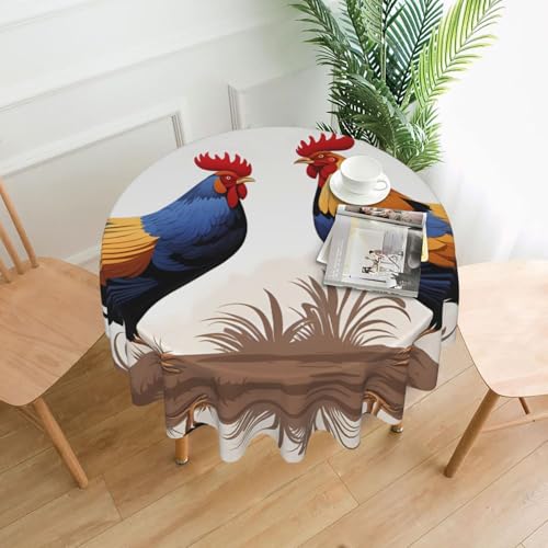 YYHWHJDE Runde dekorative Tischdecke, Motiv: französische Hähne, wasserdicht, waschbar und wiederverwendbar, für Essen, Kaffee, Picknick, Hochzeit, Party, 152,4 cm von YYHWHJDE
