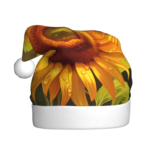 YYHWHJDE Schöne Sonnenblume Weihnachtsmütze für Erwachsene - Festliche Party Dekoration, weiches und langlebiges Material von YYHWHJDE