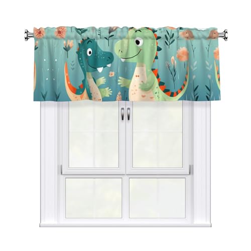 YYHWHJDE Schöne kleine Dinosaurier-Baby-Druck-Vorhänge mit Volant-Stange, 137,2 x 45,7 cm, Lichtfilterung, einfache Installation für Küche, Bad, Waschküche, Studio YYHWHJDE Schöne kleine Dinosaurier-Baby-Druck-Vorhänge mit Volant-Stange, 137,2 x 45,7 cm, Lichtfilterung, einfache Installation für Küche, Bad, Waschküche, Studio von YYHWHJDE