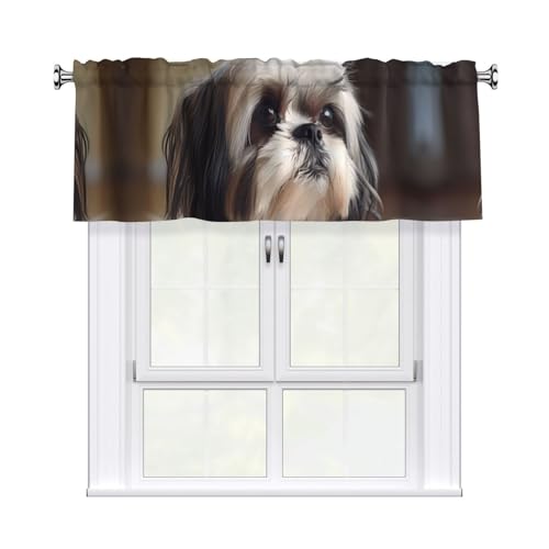 YYHWHJDE Shih Tzu Kurzgardinen mit Volantstange, 137,2 x 45,7 cm, für Küche, Badezimmer, Waschküche, Studio, Heimdekoration YYHWHJDE Shih Tzu Kurzgardinen mit Volantstange, 137,2 x 45,7 cm, für Küche, Badezimmer, Waschküche, Studio, Heimdekoration von YYHWHJDE