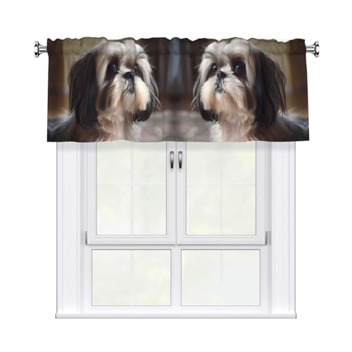 YYHWHJDE Shih Tzu Kurzgardinen mit Volantstange, 137,2 x 45,7 cm, für Küche, Badezimmer, Waschküche, Studio, Heimdekoration YYHWHJDE Shih Tzu Kurzgardinen mit Volantstange, 137,2 x 45,7 cm, für Küche, Badezimmer, Waschküche, Studio, Heimdekoration von YYHWHJDE