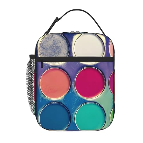 YYHWHJDE Tragbare isolierte Lunchtasche, rund, Farbpalette, Bild, wiederverwendbar, langlebig, für Damen und Herren, leicht zu tragen YYHWHJDE Tragbare isolierte Lunchtasche, rund, Farbpalette, Bild, wiederverwendbar, langlebig, für Damen und Herren, leicht zu tragen von YYHWHJDE