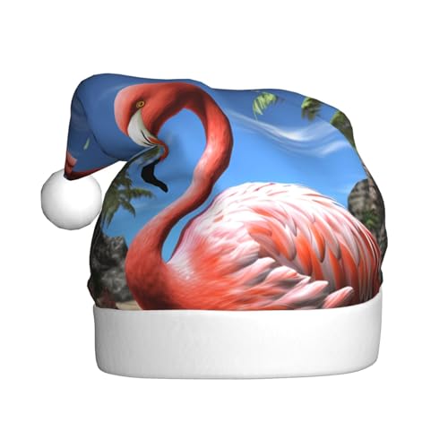 YYHWHJDE Tropischer Flamingo Weihnachtsmütze für Erwachsene - Festliche Partydekoration, weiches und langlebiges Material von YYHWHJDE