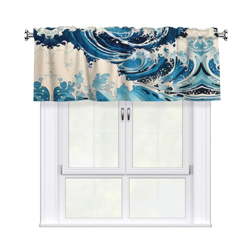 YYHWHJDE Ukiyo-e Kurzgardinen mit Wellendruck, 137,2 x 45,7 cm, Lichtfilterung, einfache Installation für Küche, Bad, Waschküche, Studio YYHWHJDE Ukiyo-e Kurzgardinen mit Wellendruck, 137,2 x 45,7 cm, Lichtfilterung, einfache Installation für Küche, Bad, Waschküche, Studio von YYHWHJDE