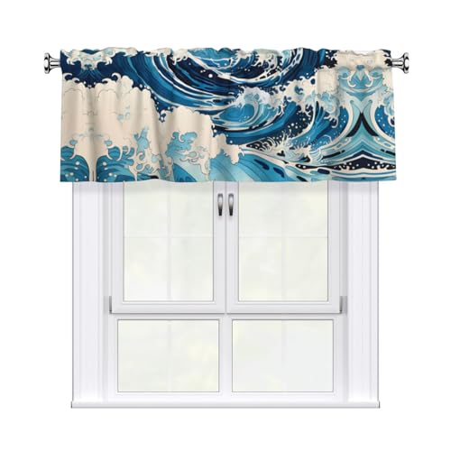 YYHWHJDE Ukiyo-e Kurzgardinen mit Wellendruck, 137,2 x 45,7 cm, Vorhangvolant, Küche, Badezimmer, Waschküche, Studio, Heimdekoration YYHWHJDE Ukiyo-e Kurzgardinen mit Wellendruck, 137,2 x 45,7 cm, Vorhangvolant, Küche, Badezimmer, Waschküche, Studio, Heimdekoration von YYHWHJDE