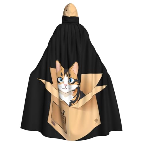 YYHWHJDE Umhang mit streunender Katze in einer Pappschachtel, Halloween, Erwachsenen-Kapuzenumhang für Rollenspiele, Bühnenkostüme, Partys, pflegeleicht YYHWHJDE Umhang mit streunender Katze in einer Pappschachtel, Halloween, Erwachsenen-Kapuzenumhang für Rollenspiele, Bühnenkostüme, Partys, pflegeleicht von YYHWHJDE