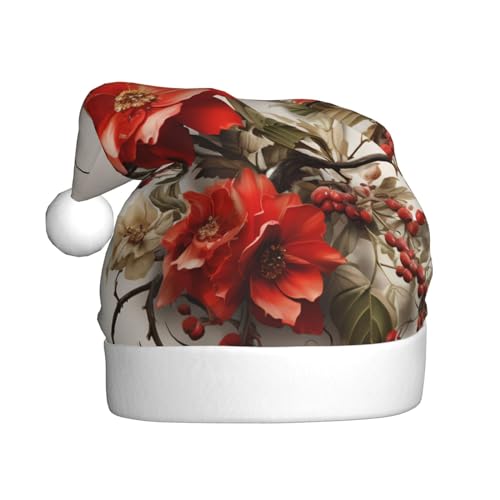 YYHWHJDE Vintage Weinrebe Blume Weihnachtsmütze für Erwachsene - Festliche Party Dekoration, weiches und langlebiges Material von YYHWHJDE