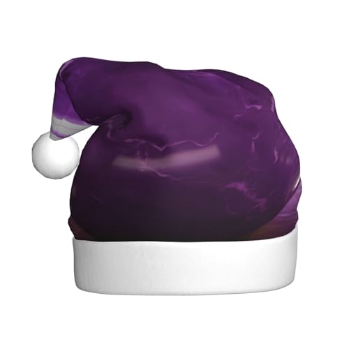 YYHWHJDE Weihnachtsmütze aus Marmor, Dunkelviolett, für Erwachsene, festliche Party-Dekoration, weiches und langlebiges Material von YYHWHJDE