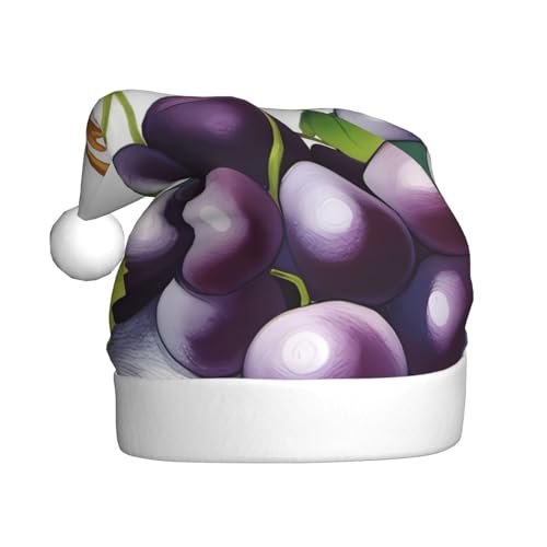 YYHWHJDE Weihnachtsmütze für Erwachsene mit violetten und grünen Trauben, festliche Party-Dekoration, weiches und langlebiges Material von YYHWHJDE