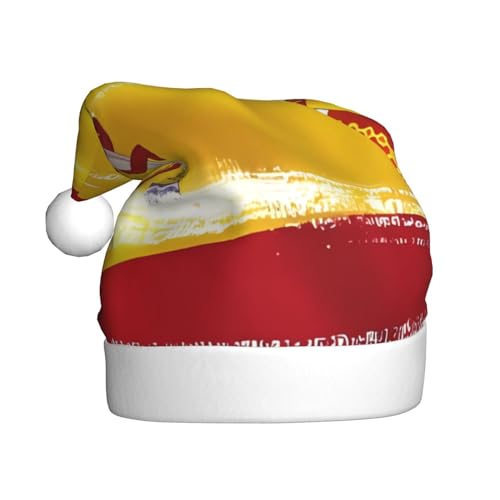 YYHWHJDE Weihnachtsmütze mit spanischer Flagge für Erwachsene - festliche Partydekoration, weiches und langlebiges Material von YYHWHJDE