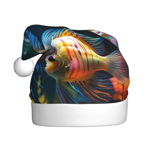 YYHWHJDE Weihnachtsmütze mit tropischen Fischen, für Erwachsene, festliche Partydekoration, weiches und langlebiges Material von YYHWHJDE