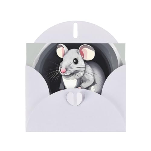 YYHWHJDE Weiße Grußkarte Maus im Loch Drucke für Weihnachten, Kindergeburtstag, Valentinstag und Party Einladung von YYHWHJDE