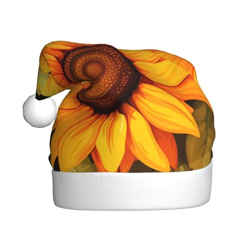 YYHWHJDE Wildflower Sunflowe Weihnachtsmütze für Erwachsene - Festliche Party Dekoration, weiches und strapazierfähiges Material von YYHWHJDE