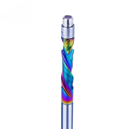 1 stück DLC-Beschichtung Vollhartmetall-Lager geführte Fräser 2 Flöten Spiral Flush Trim 8MM Schaft Holzbearbeitung Schaftfräser(WTUD2F-D8.0-L32-DLC) von YYJOUPLM