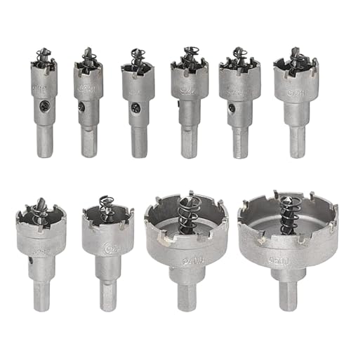 10-teiliges Lochsägen-Set aus Legierung, 16–53 mm, Hartmetallspitze, TCT-Metallschneider, Kernbohrer-Kits for Edelstahl-Metallbohrkrone(16-50mm 10PCS) von YYJOUPLM