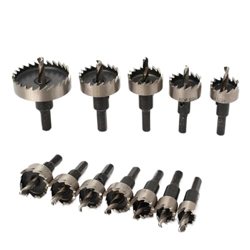 12-teilig! 15–50 mm HSS-Bohrer-Set, Lochsäge, Lochsägen-Schneider, Bohrset, Handwerkzeug for Schneiden von Holz, Edelstahl, Metalllegierungen(HZ-16-53 13PCS) von YYJOUPLM