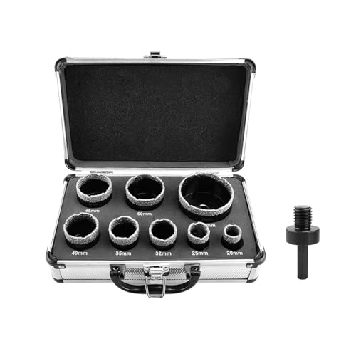 6 Stück M14-Gewinde Diamant-Trockenbohrer, vakuumgelötetes Bohrkernbohrer-Set, for Porzellanfliesen, Kronen, Granit, Marmor, Lochsägenwerkzeuge(9Pcs-Aluminum Box) von YYJOUPLM
