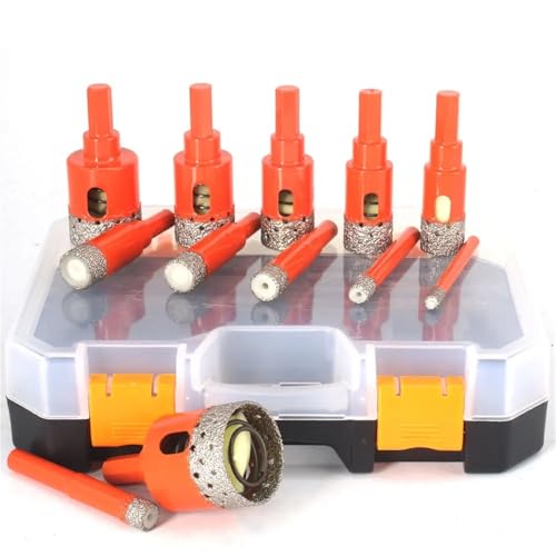 Diamant-Lochsägen-Set, automatische Auswurffeder, Kühlwachs, Sechskantschaft, for Glas, Marmor, Stein, Fliesen, Keramik, Nass- und Trockenbohren, 12-teilig(19Pcs BOX) von YYJOUPLM