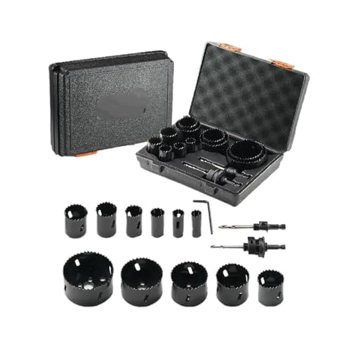 Lochsägen-Set, 11/18-teilig, Sägeblätter, 1 Sechskantschlüssel, Bi-Metall, M42-Lochsägen-Set mit Tragetasche, Allzweckgröße(RD03-4002 18PCs) von YYJOUPLM
